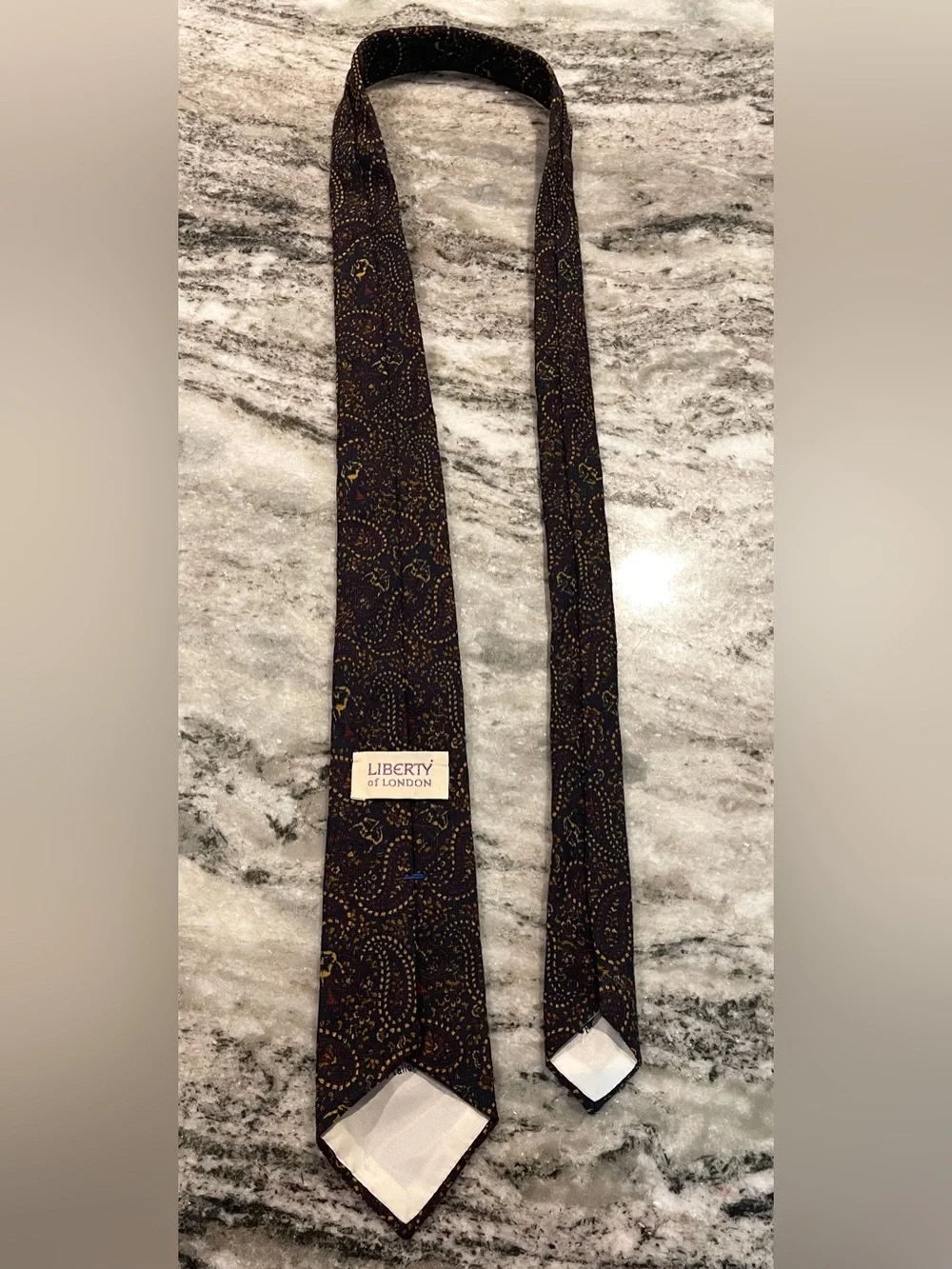 Vintage Liberty of London Paisley Necktie – Navy, Burgundy & Gold
